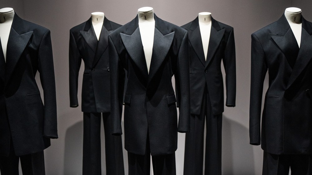 Saint Laurent tuxedos on display at the Kering Capital Markets Day in Florence, Italy.