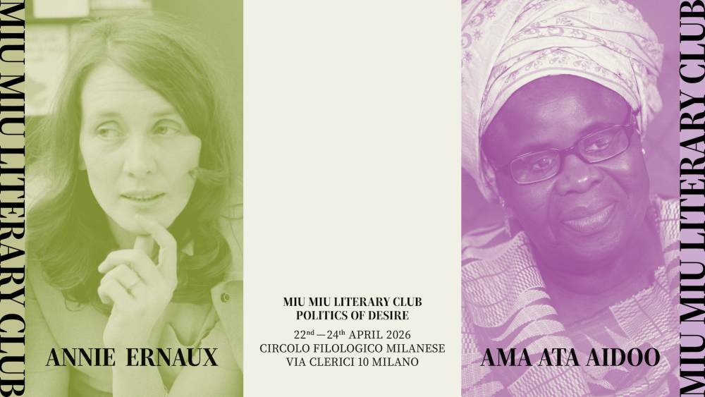 A poster for the 2026 edition of the Miu Miu Literary Club to be held during Milan Design Week.