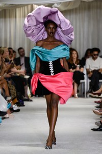 Model on the runway at the Christian Siriano fashion show as part of Spring/Summer 2026 New York Fashion Week at Macy's Herald Square on September 12, 2025 in New York, New York.