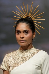 A model walks the runway during the Nif Global students show "The Runway" at Lakme Fashion Week 2026 on March 20, 2026 in Mumbai, India.
