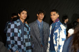 Models pose after the Payal Pratap show at Lakme Fashion Week 2026 on March 20, 2026 in Mumbai, India.