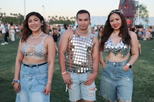 INDIO, CALIFORNIA - APRIL 11: (FOR EDITORIAL USE ONLY) (NOT TO BE LICENSED FOR ANY STANDALONE OR SPECIAL INTEREST BOOK PUBLISHING USE CONCERNING THE COACHELLA MUSIC FESTIVAL AND/OR STAGECOACH MUSIC FESTIVAL) Street Style at the 2026 Coachella Valley Music and Arts Festival on April 11, 2026 in Indio, California. (Photo by Amy Sussman/Getty Images for Coachella)