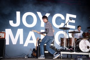 INDIO, CALIFORNIA - APRIL 17: (FOR EDITORIAL USE ONLY) (NOT TO BE LICENSED FOR ANY STANDALONE OR SPECIAL INTEREST BOOK PUBLISHING USE CONCERNING THE COACHELLA MUSIC FESTIVAL AND/OR STAGECOACH MUSIC FESTIVAL) (L-R) Barry Johnson and Jared Shavelson of Joyce Manor perform at the 2026 Coachella Valley Music And Arts Festival - Weekend 2 - Day 1 on April 17, 2026 in Indio, California. (Photo by Timothy Norris/Getty Images for Coachella)