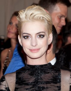 Anne Hathaway attends the Costume Institute Gala for the 'PUNK: Chaos to Couture' exhibition at the Metropolitan Museum of Art in New York City. �� LAN (Photo by Lars Niki/Corbis via Getty Images)