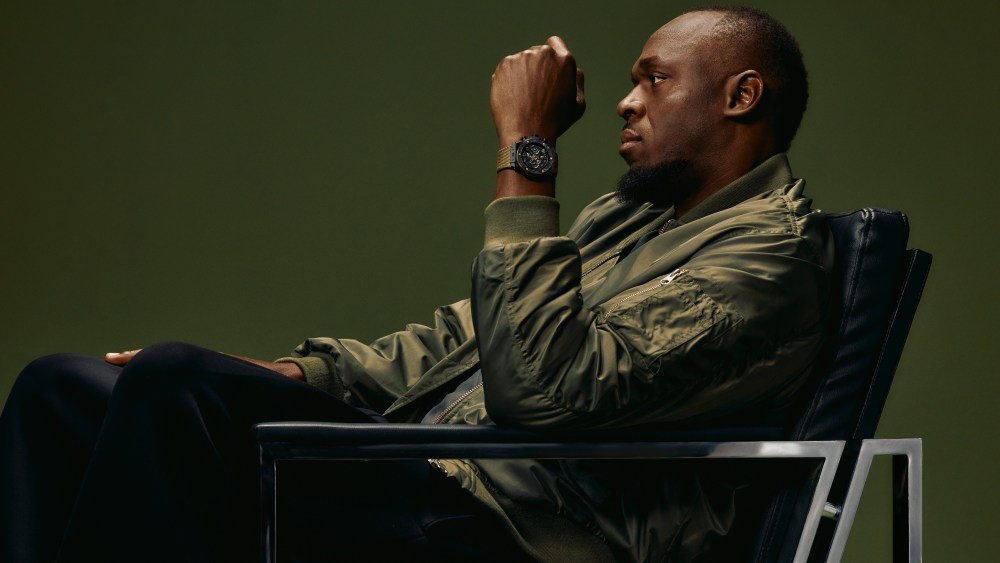 Hublot ambassador Usain Bolt wearing the Big Bang Reloaded Usain Bolt.