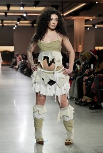 A model walks the runway wearing a look by LIM student designer Miranda Martinez during LIM College's 81st Annual Fashion Show "Global Fashion Fusion" at The Glasshouse on April 10, 2026 in New York City.