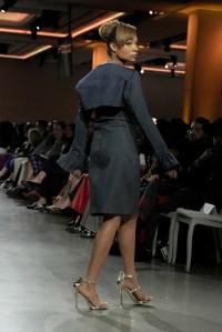 A model walks the runway wearing a look by Veronica Fletcher for Sonny Michael during LIM College's 81st Annual Fashion Show "Global Fashion Fusion" at The Glasshouse on April 10, 2026 in New York City.