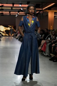 A model walks the runway wearing a look by Veronica Fletcher for Sonny Michael during LIM College's 81st Annual Fashion Show "Global Fashion Fusion" at The Glasshouse on April 10, 2026 in New York City.