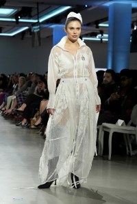 A model walks the runway wearing a look by ESMOD France student designer Anne Nageleisen during LIM College's 81st Annual Fashion Show "Global Fashion Fusion" at The Glasshouse on April 10, 2026 in New York City.