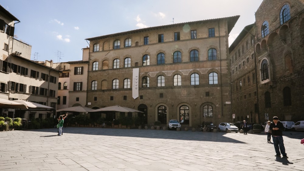 Gucci Firenze photographed for WWD at Palazzo della Mercanzia on April 22, 2026 in Florence, Italy.