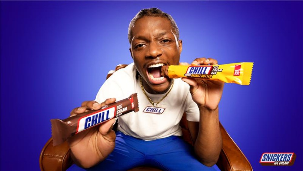 Carnell Tate wearing the Snickers Ice Cream Chill Chain. 