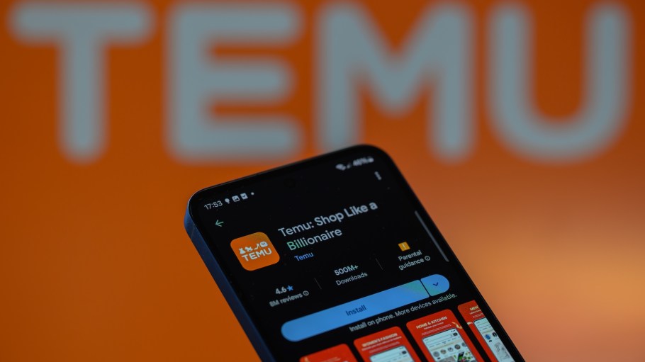 The Temu app is displayed on a mobile phone with Temu seen in the background, in this photo illustration in Brussels, Belgium, on July 30, 2025. (Photo by Jonathan Raa/NurPhoto)