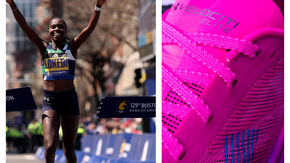Sharon Lokedi 2025 Boston Marathon win; UA Velociti Elite 3 in Hot Pink