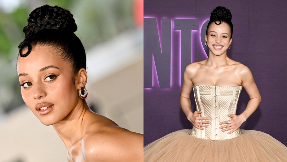 Chase Infiniti wears custom Louis Vuitton at Hulu's "The Testaments" premiere on March 31 in Los Angeles.