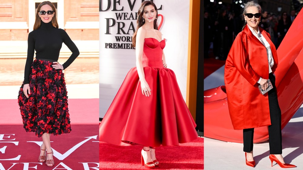 Meryl Streep, Anne Hathaway, Emily Blunt's red shoe moments from 'The Devil Wears Prada 2' press tour.