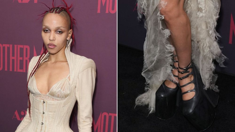 FKA Twigs wearing a pair of Marc Jacobs Kiki Leather Platform Ankle Boots at a special screening of "Mother Mary" on Monday in New York.