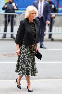 NEW YORK, NEW YORK - APRIL 29: Queen Camilla arrives at a cultural reception at Rockefeller Center on day three of the State Visit of King Charles III and Queen Camilla to the United States of America, on April 29, 2026 in New York, New York. King Charles III and Queen Camilla will visit the nation's capital, New York City, and Virginia during the trip arranged to celebrate the United States of America's 250th anniversary of its independence. (Photo by Chris Jackson/Getty Images)
