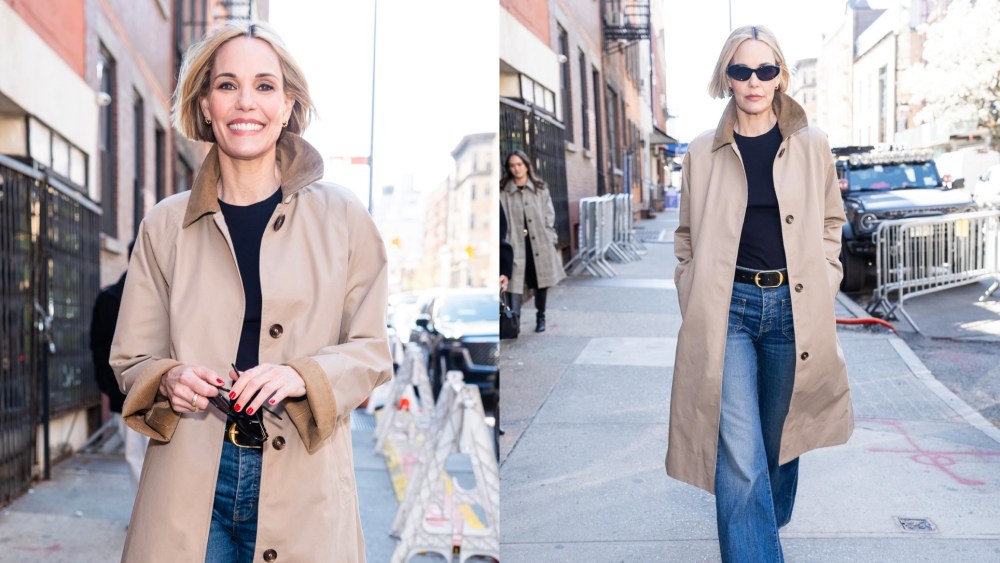 Leslie Bibb wears the Barbour Regan Showerproof jacket at the Barbour x Tea & Sympathy brunch in the West Village on April 8 in New York City.