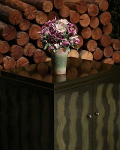 Andre Nightstand and Artwork from Clare Potter commissioned by Ralph Lauren Home at the Ralph Lauren Showroom in Milan.