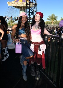 Emma Norton and Guest (L) at the 9th Annual REVOLVE Festival on April 11, 2026 in Indio, California.