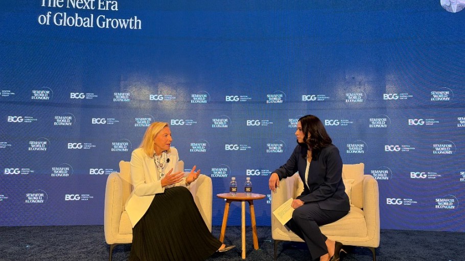 Tapestry CEO Joanne Crevoiserat spoke at the Semafor conference in Washington, D.C. on Tuesday.