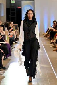 A model walks the runway during the FIT's 2026 Future of Fashion runway show on May 07, 2026 in New York City.