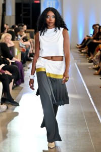 A model walks the runway during the FIT's 2026 Future of Fashion runway show on May 07, 2026 in New York City.