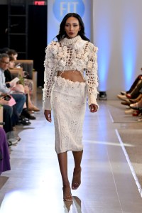 A model walks the runway during the FIT's 2026 Future of Fashion runway show on May 07, 2026 in New York City.