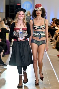 Designer Julia McClement and a model walk the runway during the FIT's 2026 Future of Fashion runway show on May 07, 2026 in New York City.
