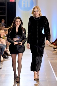 Designer Selin Gültekin and a model walk the runway during the FIT's 2026 Future of Fashion runway show on May 07, 2026 in New York City.