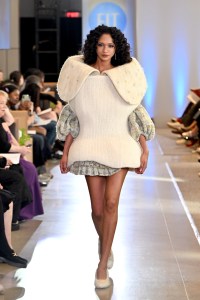 A model walks the runway during the FIT's 2026 Future of Fashion runway show on May 07, 2026 in New York City.