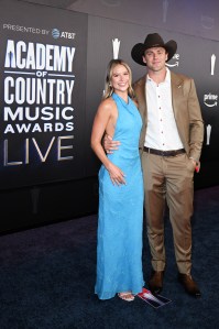 Cameron Rose Newell and Brock Bowers at The 61st Academy of Country Music Awards held at MGM Grand Garden Arena on May 17, 2026 in Las Vegas, Nevada.
