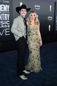 Braxton Keith and Olivia Taylor at The 61st Academy of Country Music Awards held at MGM Grand Garden Arena on May 17, 2026 in Las Vegas, Nevada.