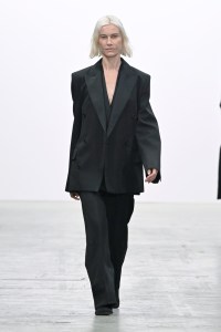 Model on the runway at the Fforme fashion show as part of RTW Fall 2026 held at Iron23 on February 13, 2026 in New York, New York.