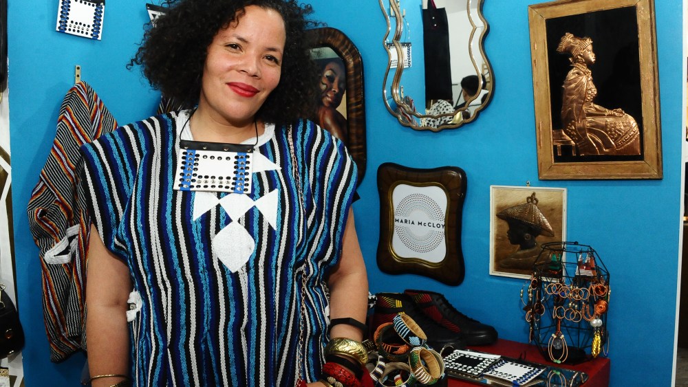 Maria McCloy during the launch of the AfricaRise Retail Concept Store at the Sandton City mall on October 24, 2019 in Sandton, South Africa. Pioneered by internationally acclaimed designer Thula Sindi, the store is a ground-breaking joint retail initiative that gives local and African entrepreneurs retail space to market their designs. (Photo by Oupa Bopape/Gallo Images via Getty Images)
