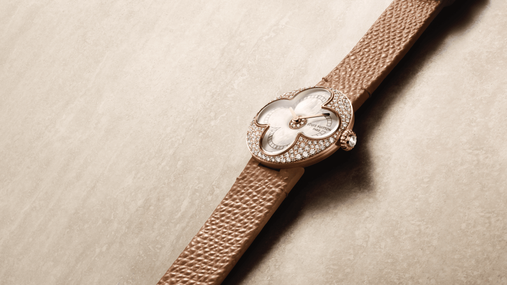 Louis Vuitton snow-set rose gold Color Blossom watch