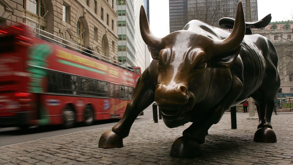 The Wall Street bull outside the New York Stock Exchange in New York.