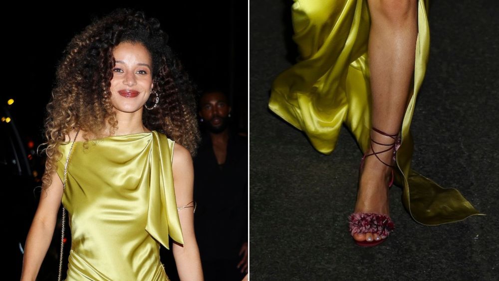 Chase Infiniti wearing Aquazzura Kiss Me Sandals at the GQ Met Gala After Party on Monday night.