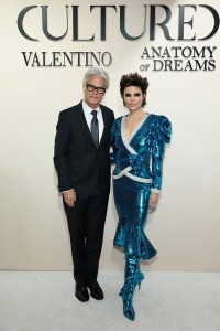 NEW YORK, NEW YORK - APRIL 30: (L-R) Harry Hamlin and Lisa Rinna attend CULTURED Magazine, Valentino, And Valentino Beauty Celebrate The Third Annual CULT100 at Guggenheim Museum on April 30, 2026 in New York City. (Photo by Dimitrios Kambouris/Getty Images for CULTURED Magazine)