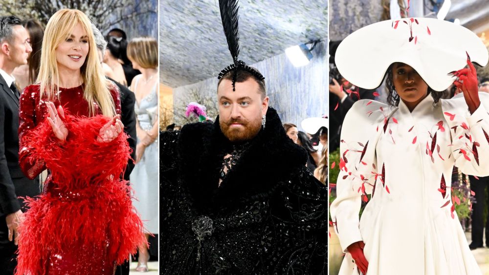 Nicole Kidman, Sam Smith and Naomi Osaka in feather-detailed looks at the 2026 Met Gala.